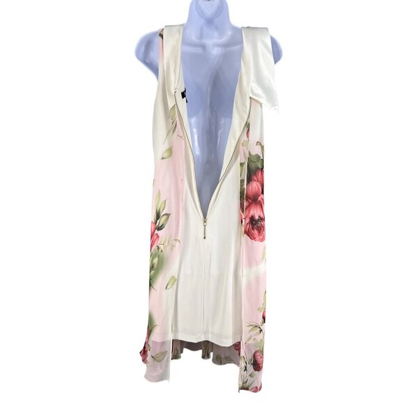 SL Fashions 10 Back Zip Sleeveless Floral Chiffon Dress Satin CowlNeck Bloomcore - Picture 3 of 15